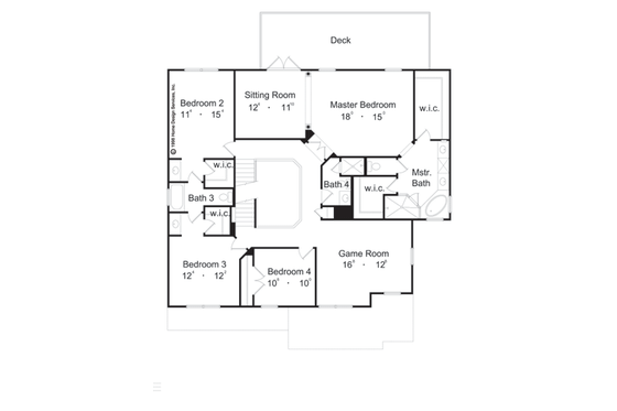 Floor Plan - Upper Floor for European House Plan #417-418 - 5 bed, 5 bath