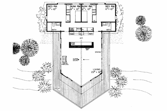 Floor Plan - Main Floor for Contemporary House Plan #72-298 - 4 bed, 2 bath