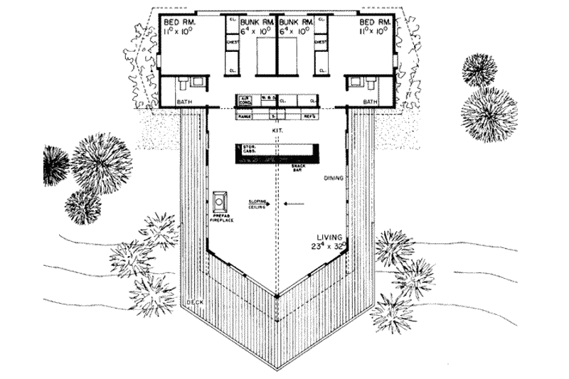 Architectural House Design - Floor Plan - Main Floor for Contemporary House Plan #72-298 - 4 bed, 2 bath