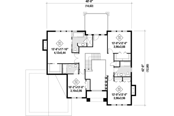 Floor Plan - Upper Floor for Traditional House Plan #25-4629 - 4 bed, 4 bath