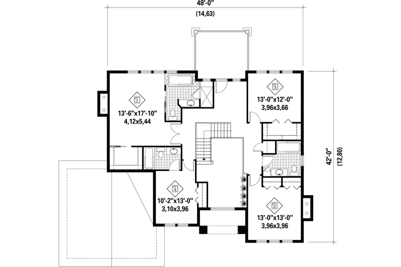 Dream House Plan - Floor Plan - Upper Floor for Traditional House Plan #25-4629 - 4 bed, 4 bath