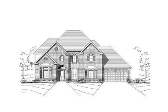 Exterior - Front Elevation for European House Plan #411-443 - 5 bed, 4 bath
