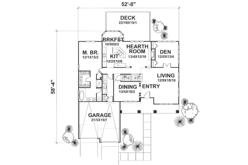 Dream House Plan - Floor Plan - Main Floor for Traditional House Plan #50-105 - 4 bed, 2 bath