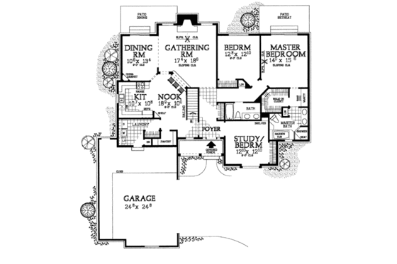 Floor Plan - Main Floor for Traditional House Plan #72-326 - 3 bed, 2 bath