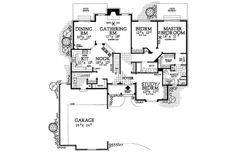 House Plan Design - Floor Plan - Main Floor for Traditional House Plan #72-326 - 3 bed, 2 bath