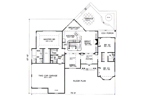 Floor Plan - Main Floor for Modern House Plan #312-634 - 3 bed, 2.5 bath