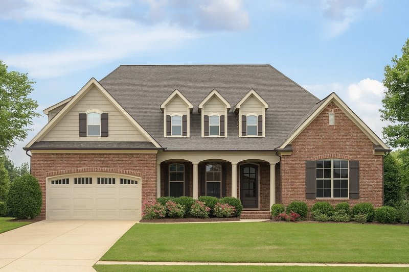 European Style House Plan - 4 Beds 2 Baths 2083 Sq/Ft Plan #17-2418 Exterior