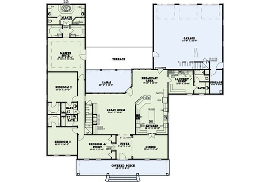 Floor Plan - Main Floor for Classical House Plan #17-3099 - 4 bed, 5 bath