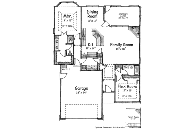 Home Plan - Floor Plan - Main Floor for European House Plan #20-1601 - 2 bed, 2 bath