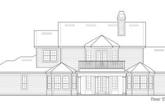 Exterior - Rear Elevation for Southern House Plan #135-122 - 5 bed, 4.5 bath