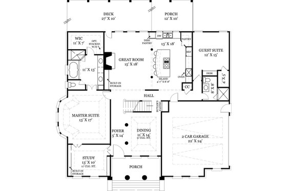Floor Plan - Main Floor for Classical House Plan #119-284 - 4 bed, 3 bath