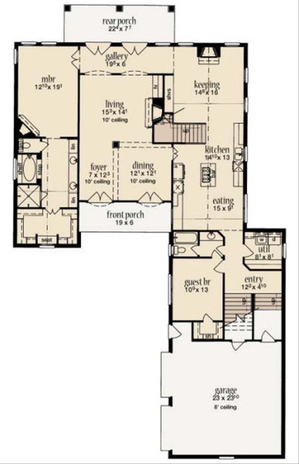 House Plan Design - European Floor Plan - Main Floor Plan #36-470