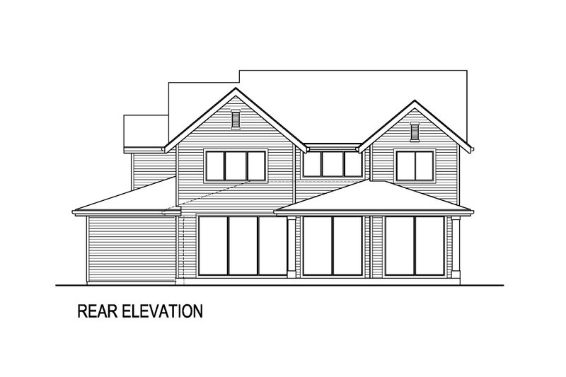 Architectural House Design - Exterior - Rear Elevation for Farmhouse House Plan #569-55 - 5 bed, 3 bath