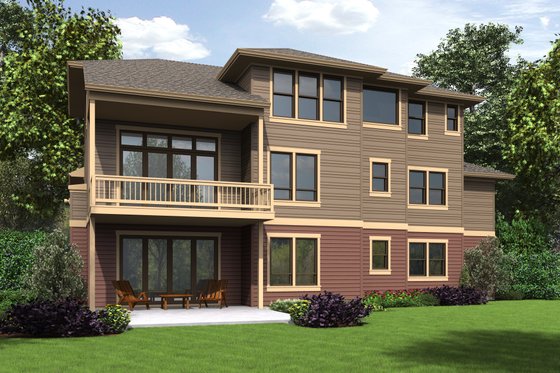 Exterior - Rear Elevation for Prairie House Plan #48-695 - 4 bed, 4 bath