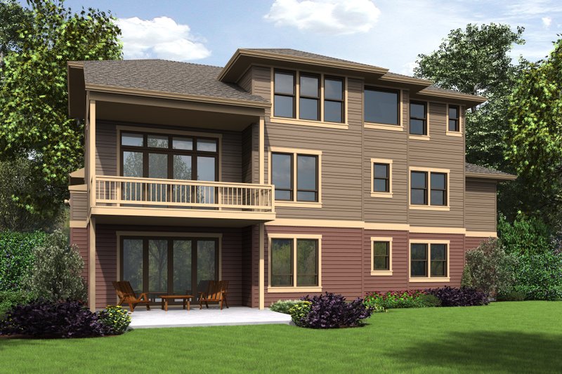 Dream House Plan - Exterior - Rear Elevation for Prairie House Plan #48-695 - 4 bed, 4 bath