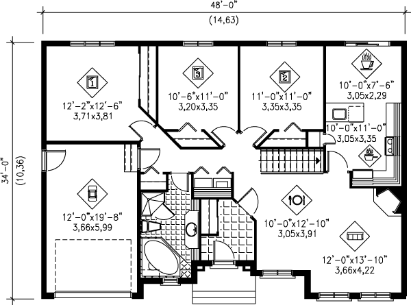 Architectural House Design - European Floor Plan - Main Floor Plan #25-136
