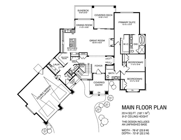 Architectural House Design - Floor Plan - Main Floor for Ranch House Plan #1100-168 - 3 bed, 2.5 bath