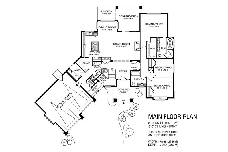 Architectural House Design - Floor Plan - Main Floor for Ranch House Plan #1100-168 - 3 bed, 2.5 bath