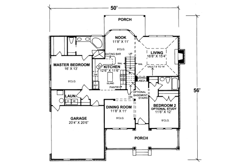 House Blueprint - Floor Plan - Main Floor for Traditional House Plan #20-324 - 4 bed, 3 bath