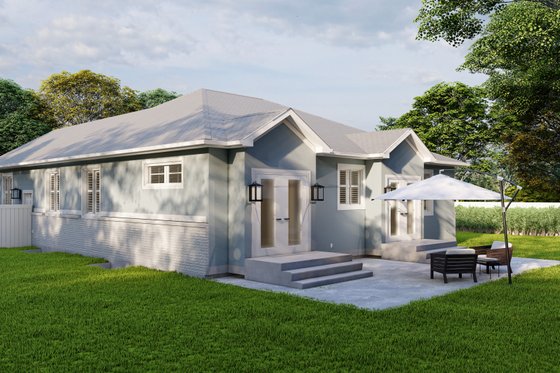 Exterior - Rear Elevation 2 for Ranch House Plan #1060-9 - 5 bed, 3 bath