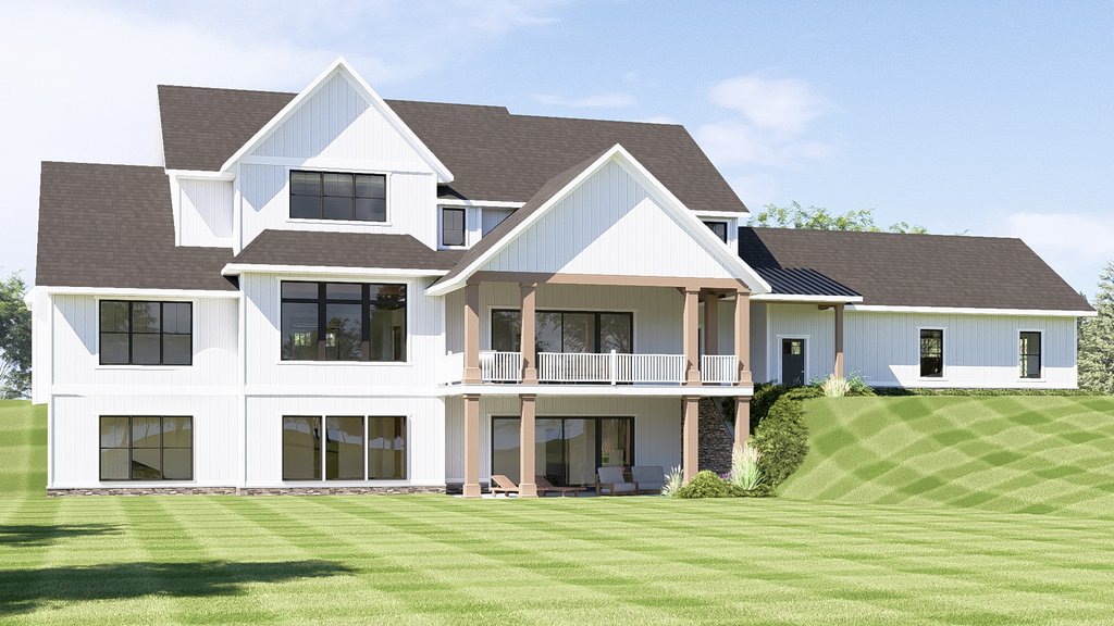 Exterior - Rear Elevation 1 for Farmhouse House Plan #1064-99 - 5 bed, 4.5 bath