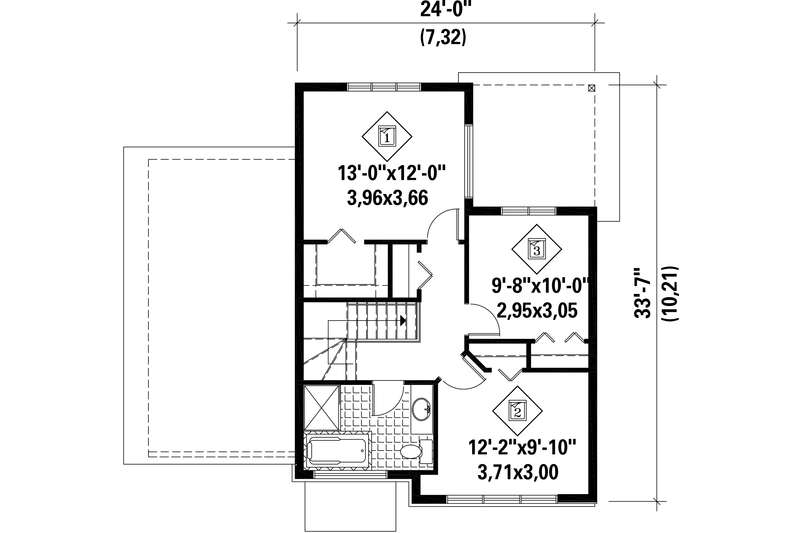 House Plan Design - Floor Plan - Upper Floor for Contemporary House Plan #25-4719 - 3 bed, 1 bath