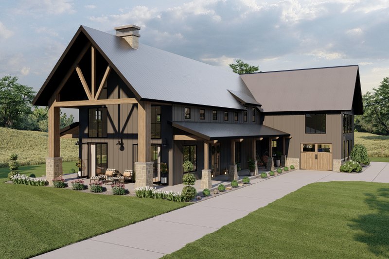 Architectural House Design - Exterior - Front Elevation 1 for Barndominium House Plan #455-250 - 4 bed, 3.5 bath