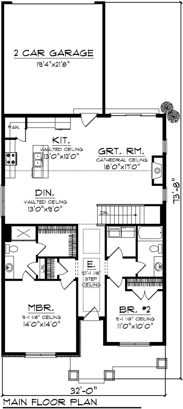 Craftsman Floor Plan - Main Floor Plan #70-1075