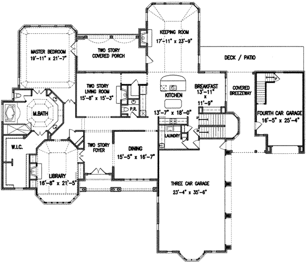 House Plan Design - European Floor Plan - Main Floor Plan #54-175