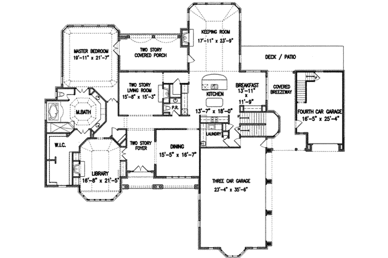 House Plan Design - Floor Plan - Main Floor for European House Plan #54-175 - 5 bed, 5.5 bath
