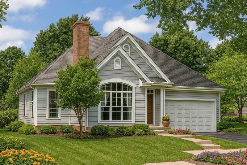 Traditional Style House Plan - 3 Beds 2 Baths 1654 Sq/Ft Plan #17-1007 Exterior
