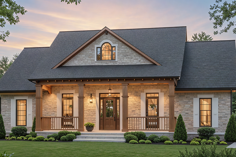 House Blueprint - Craftsman Exterior - Front Elevation Plan #21-520