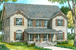 Southern Exterior - Front Elevation Plan #140-146