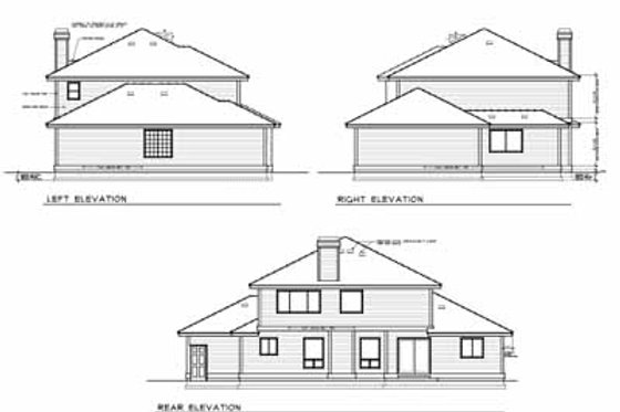 Exterior - Rear Elevation for European House Plan #100-414 - 4 bed, 3.5 bath