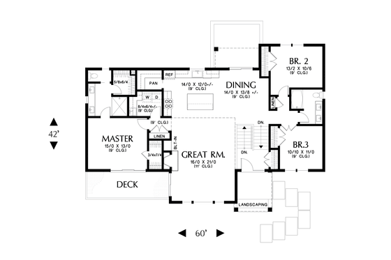 Floor Plan - Main Floor for Traditional House Plan #48-1052 - 4 bed, 3 bath