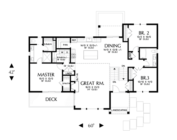 House Blueprint - Traditional Floor Plan - Main Floor Plan #48-1052