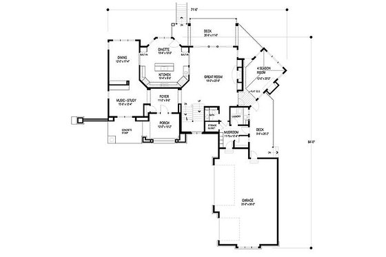 Floor Plan - Main Floor for European House Plan #56-593 - 5 bed, 4.5 bath