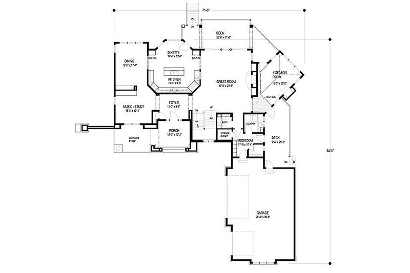 Architectural House Design - Floor Plan - Main Floor for European House Plan #56-593 - 5 bed, 4.5 bath