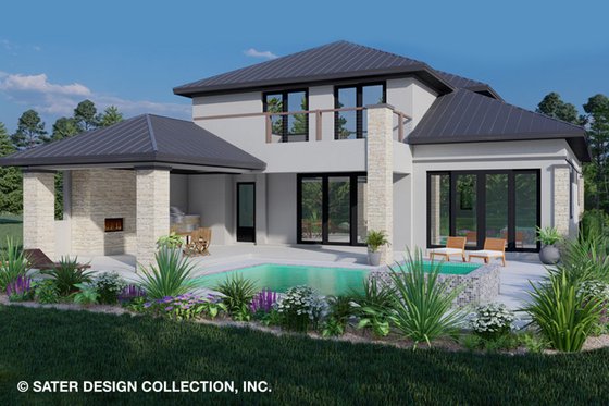 Exterior - Rear Elevation for Contemporary House Plan #930-515 - 4 bed, 4.5 bath
