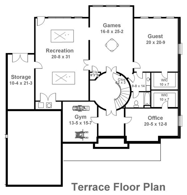 Home Plan - Classical Floor Plan - Lower Floor Plan #119-113