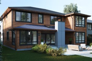Exterior - Rear Elevation for Modern House Plan #1066-13 - 5 bed, 4.5 bath