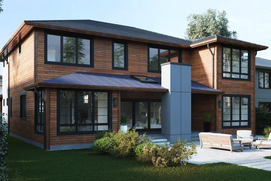 Exterior - Rear Elevation for Modern House Plan #1066-13 - 5 bed, 4.5 bath