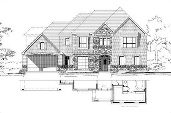 Exterior - Front Elevation for Colonial House Plan #411-798 - 4 bed, 3.5 bath