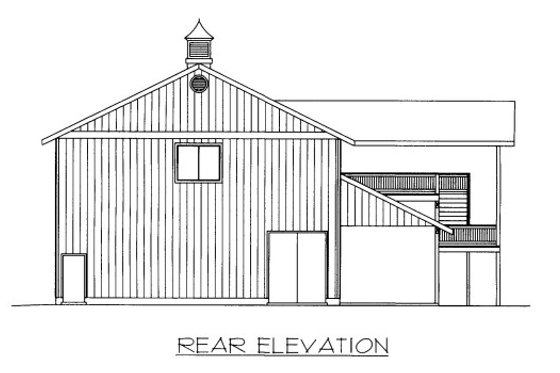 Exterior - Rear Elevation for Country House Plan #117-662, 1 bath