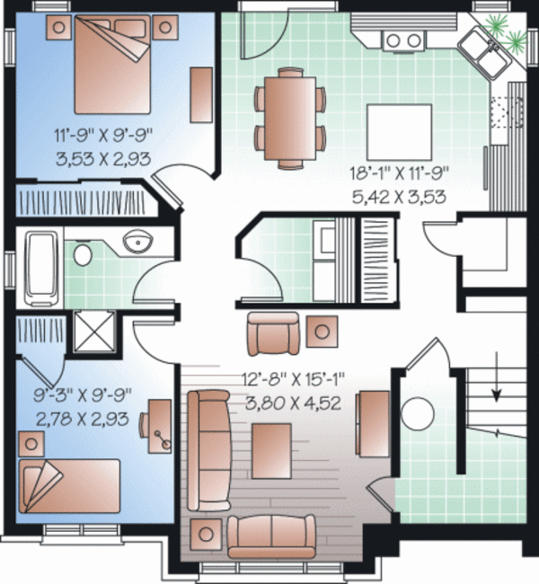 Dream House Plan - Traditional Floor Plan - Lower Floor Plan #23-2196