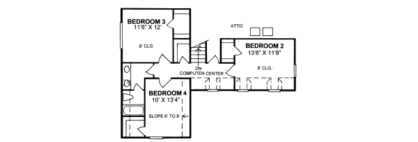 House Design - Traditional Floor Plan - Upper Floor Plan #20-313