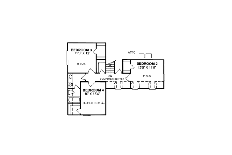 Dream House Plan - Floor Plan - Upper Floor for Traditional House Plan #20-313 - 4 bed, 3 bath