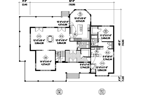 Floor Plan - Main Floor for Country House Plan #25-4562 - 5 bed, 3 bath