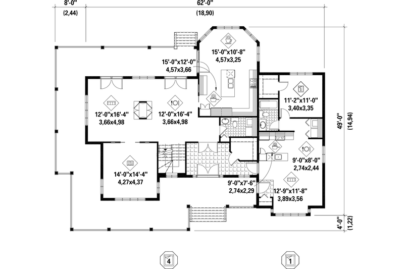 Dream House Plan - Floor Plan - Main Floor for Country House Plan #25-4562 - 5 bed, 3 bath