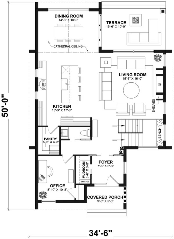 House Blueprint - Modern Floor Plan - Main Floor Plan #23-2799
